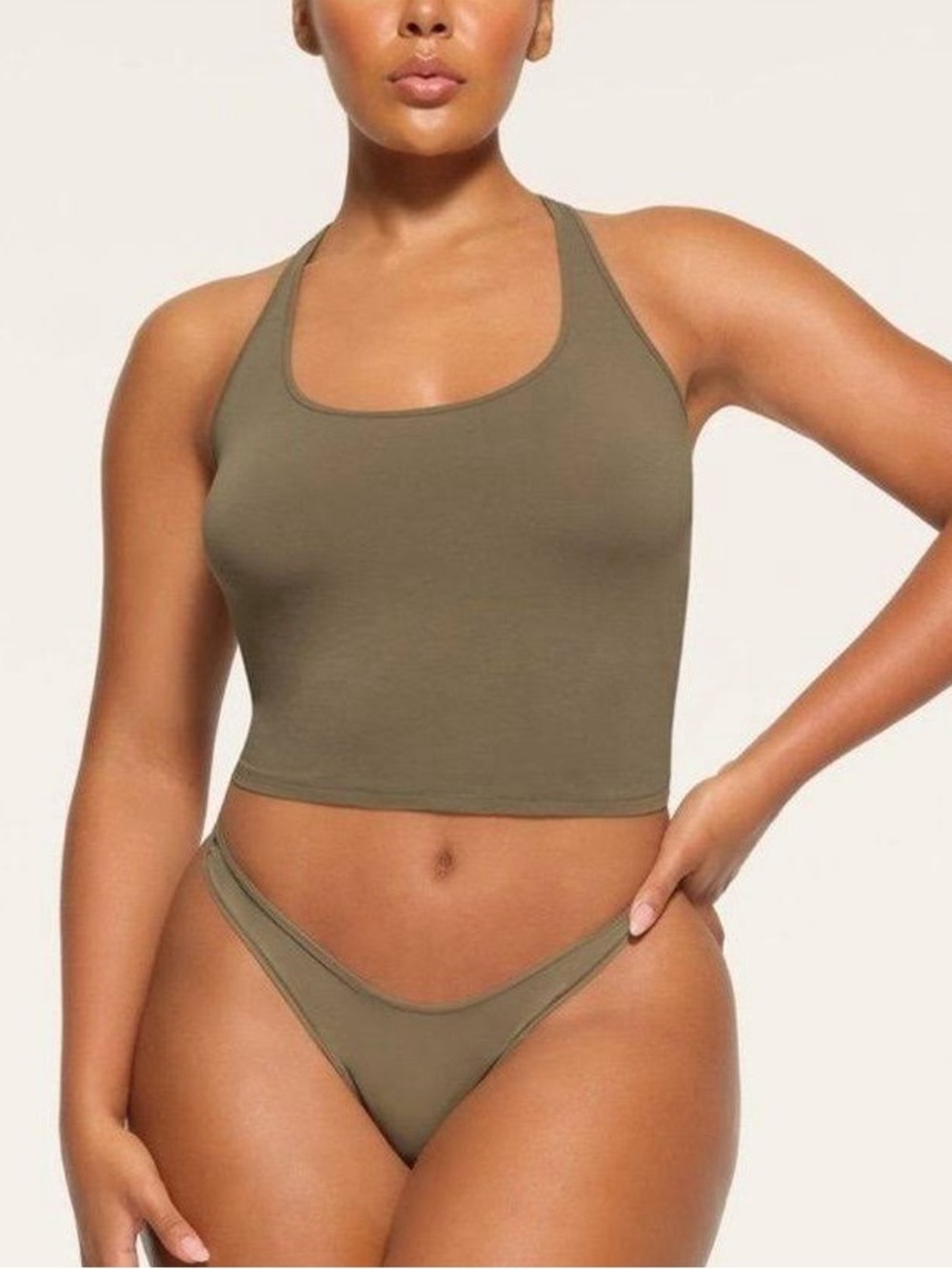 SKIMS New Vintage Cropped Tank In Army